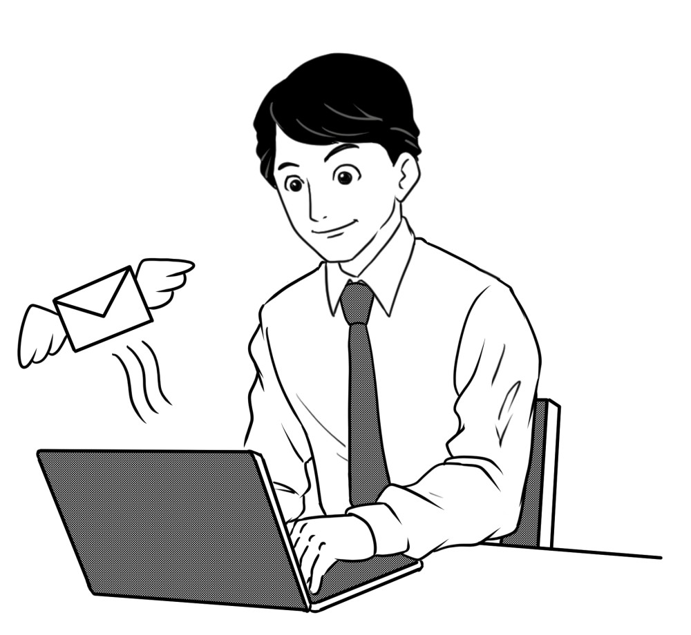 パソコンからメールを送る画。