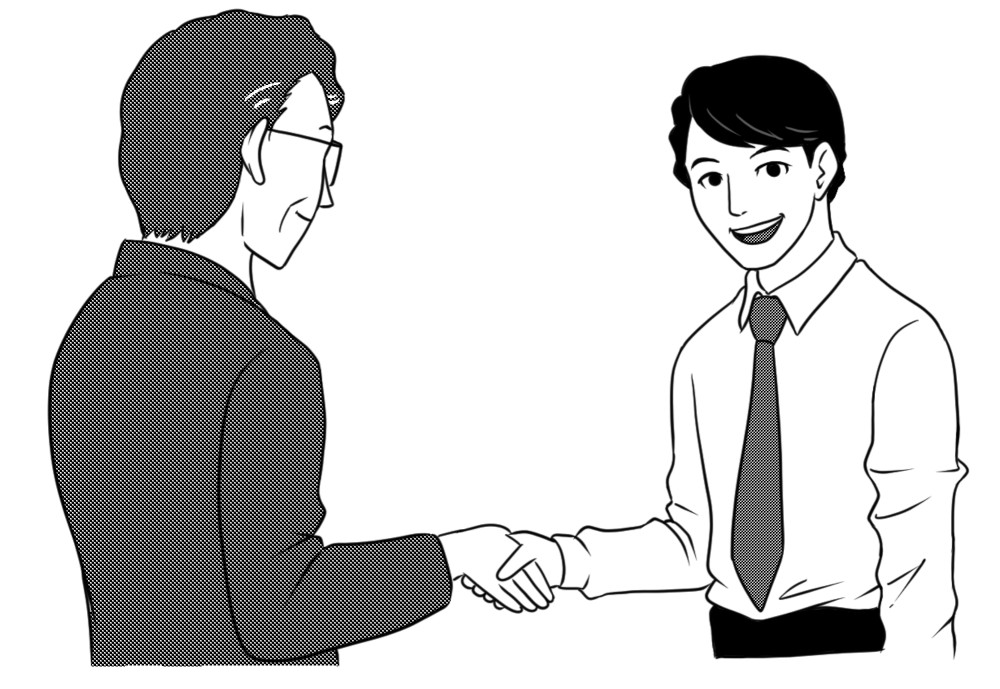 握手している画。