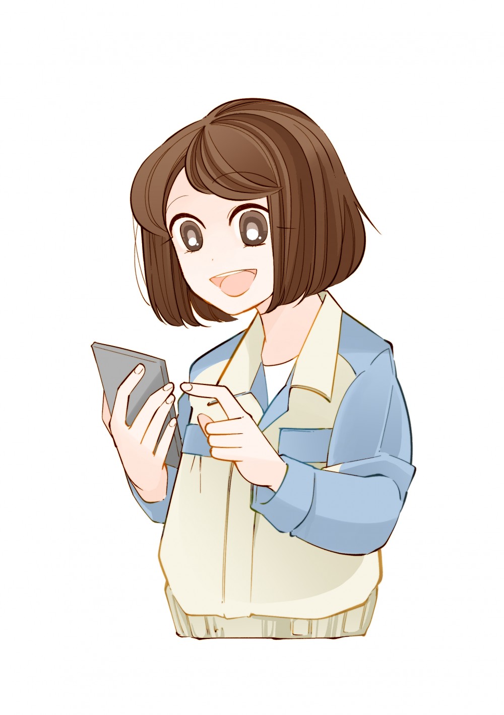 スマートフォンを操作する女性のイラスト