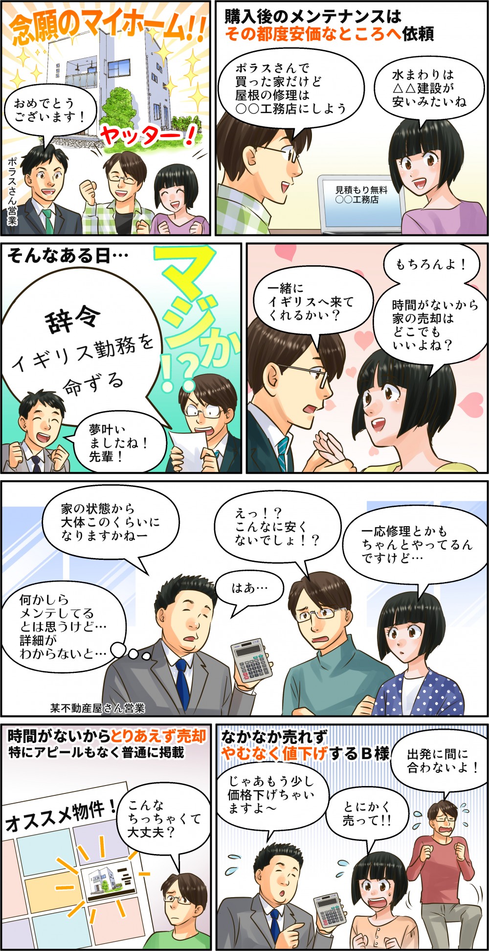 マイフォームを購入してその都度安い管理会社にメンテナンスの依頼した場合、急な転勤辞令があってもメンテナンスが行き届いていないこともあり、残念あ結果になってしまいました。