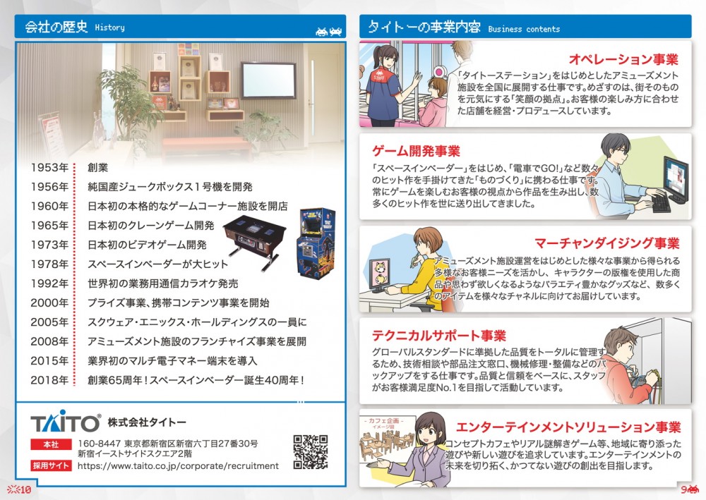 会社の歴史。株式会社タイトー。オペレーション事業。ゲーム開発事業。マーチャンダイジング事業。テクニカルサポート事業。エンターテインメントソリューション事業。