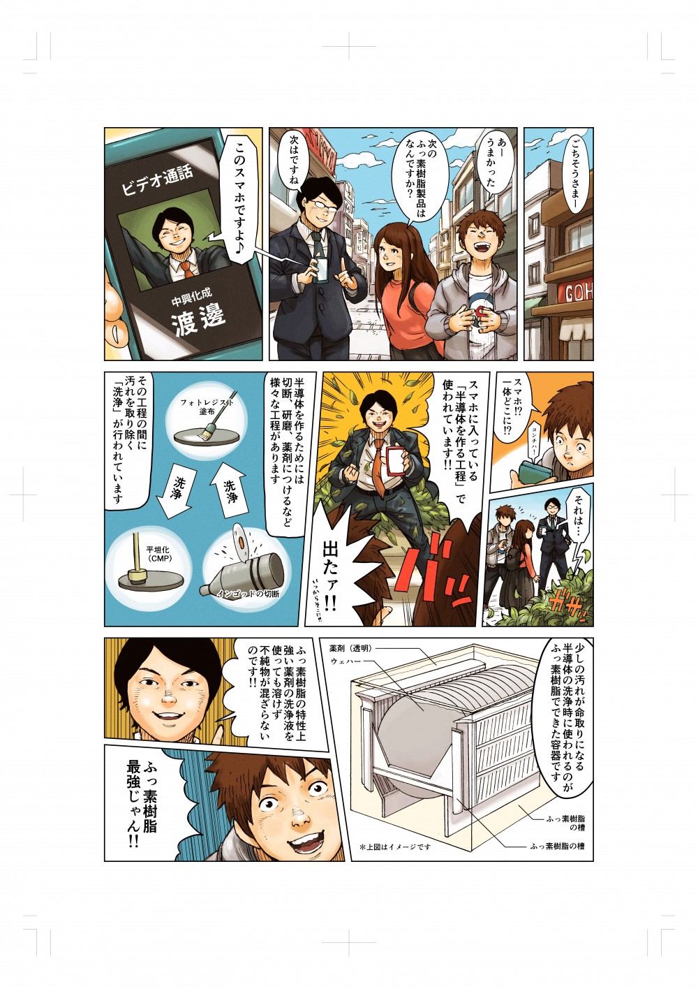 ふっ素樹脂製品,スマホ,半導体を作る工程,切断,研磨,薬剤,洗浄。次のふっ素樹脂製品はなんですか？このスマホですよ♪スマホ！？一体どこに⁉スマホに入っている「半導体を作る工程」で使われています！！ふっ素樹脂最強じゃん！！