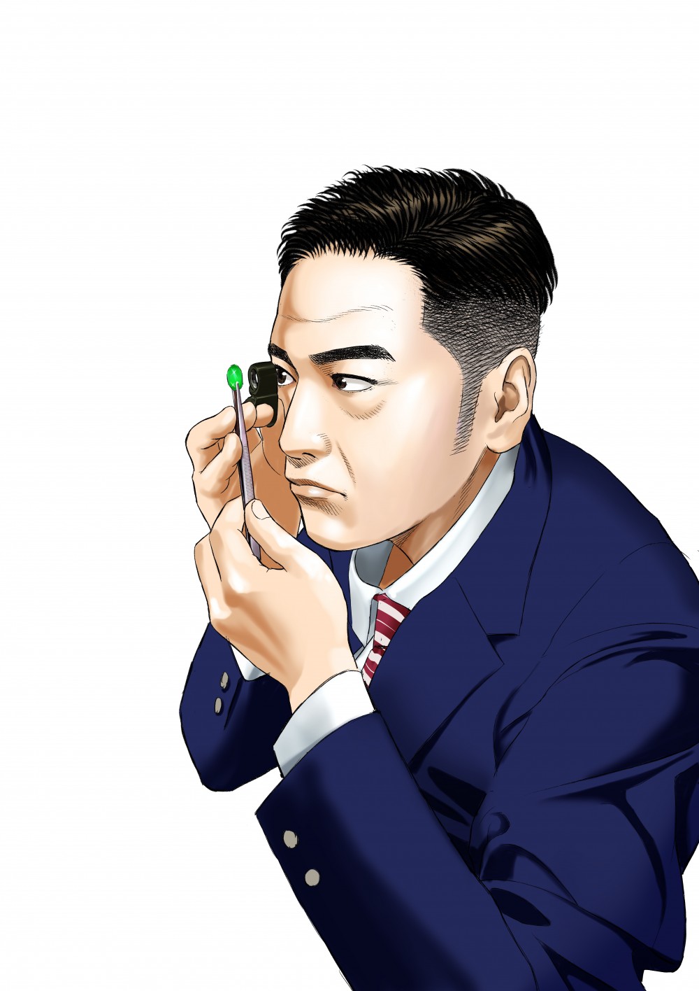 ルーペを覗いている男性のイラスト