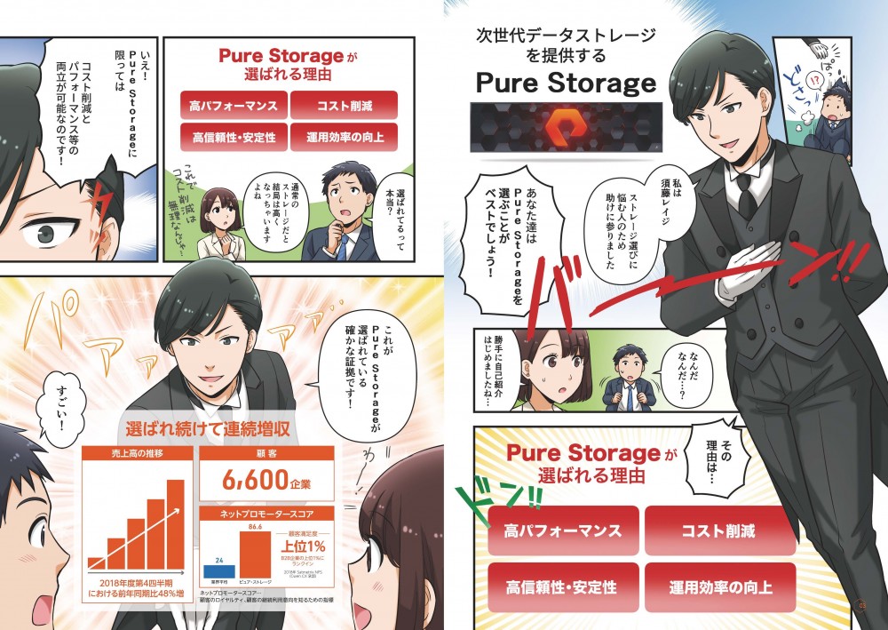 突然現れた須藤レイジ。ストレージ選びに助けに来た。Pure Storageがおすすめ。高パフォーマンス・コスト削減・高信頼性・運用効率の向上が選ばれる理由となっている。