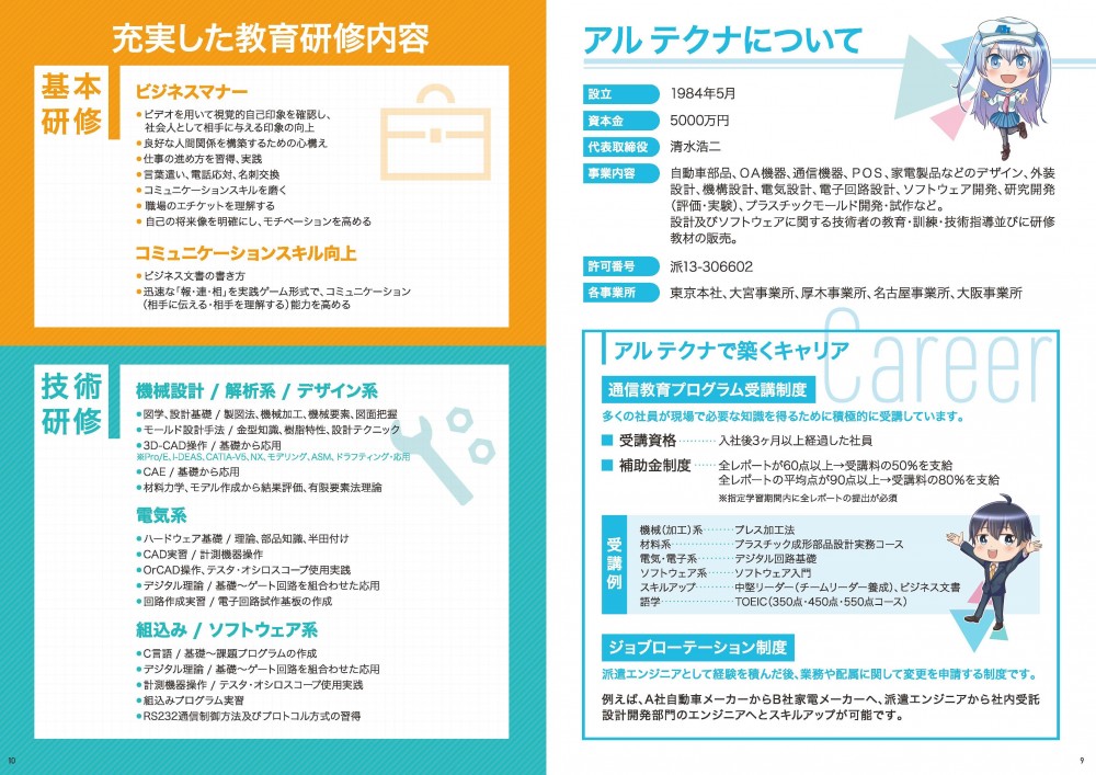 アルテクナについて。コンテンツページ。アルテクナで築くキャリア。充実した教育研修内容。
