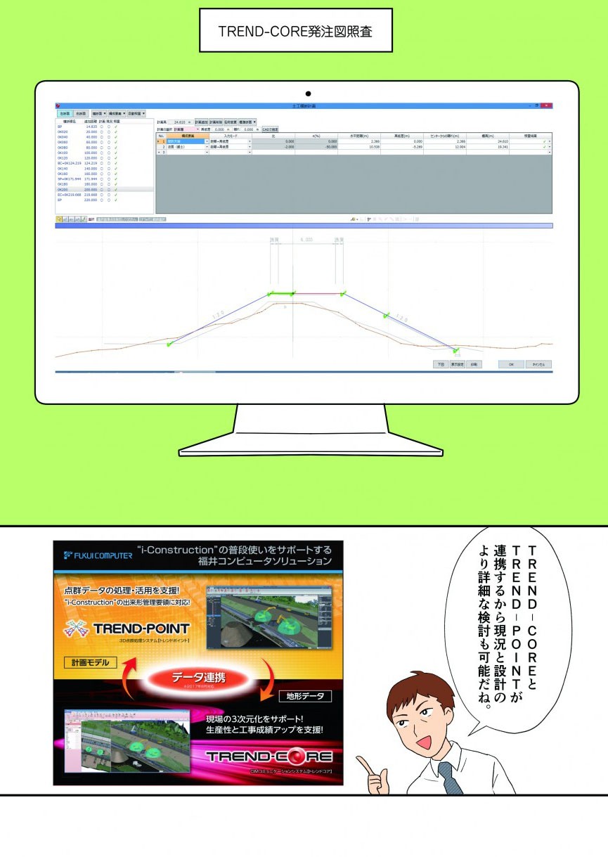 TREND‐COREとTREND‐POINTが連携するから現況と設計のより詳細な検討も可能だね。