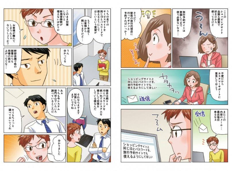 ショッピングサイトと同じIDとパスワードを旅行予約サイトでも使えるようにしてほしいというユーザーからの意見が数多く寄せられて、対策を検討することになった。