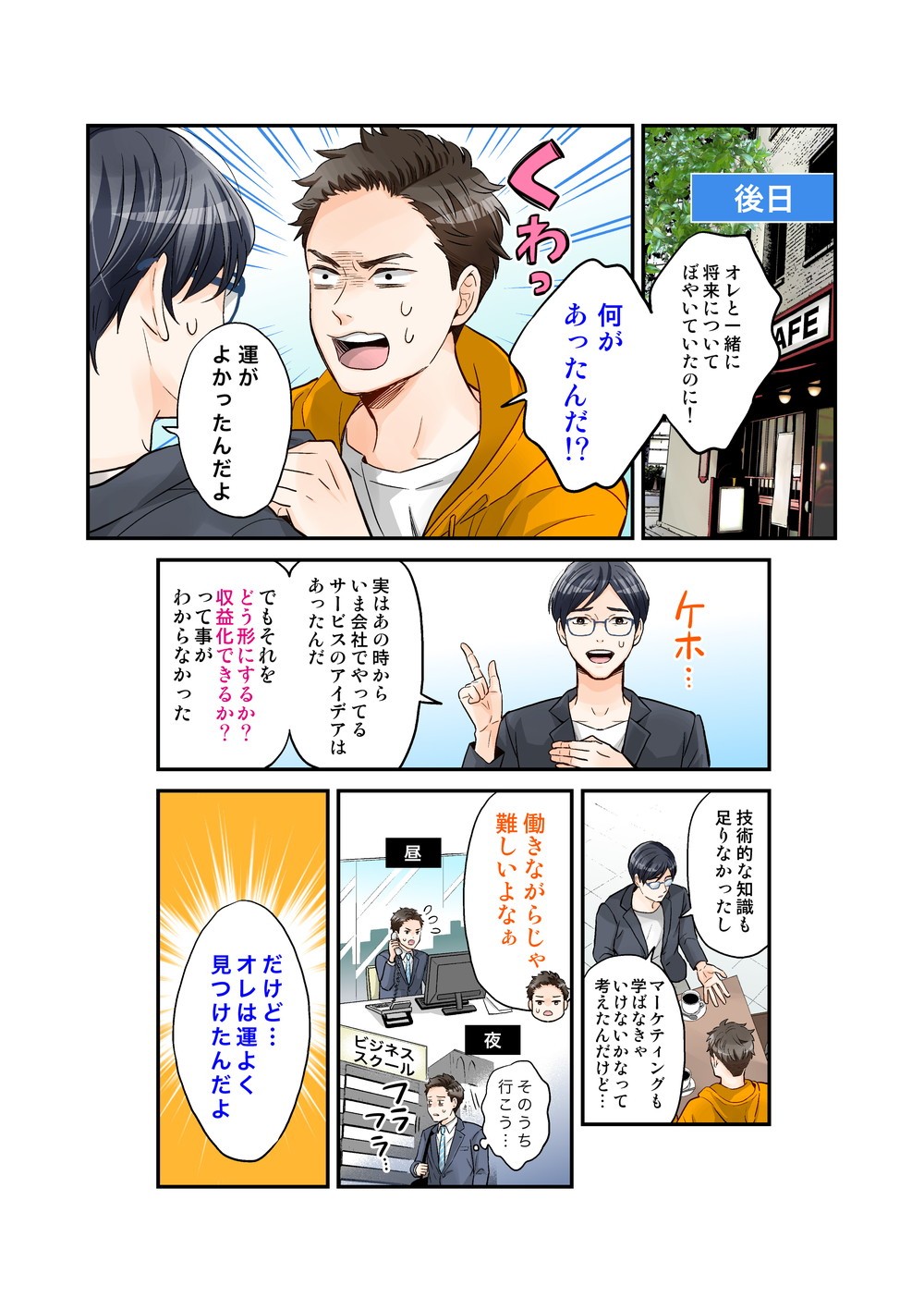 どう形にするか？収益化できるか？　技術的な知識も足りなかった　マーケティングも学ばなきゃいけない　
働きながらじゃ難しい