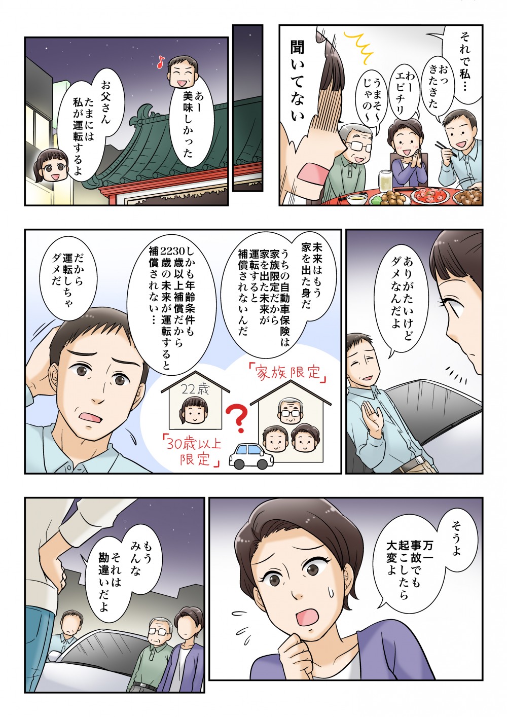 ソニー損害保険株式会社様webマンガ【1話目】自動車保険の家族範囲について2