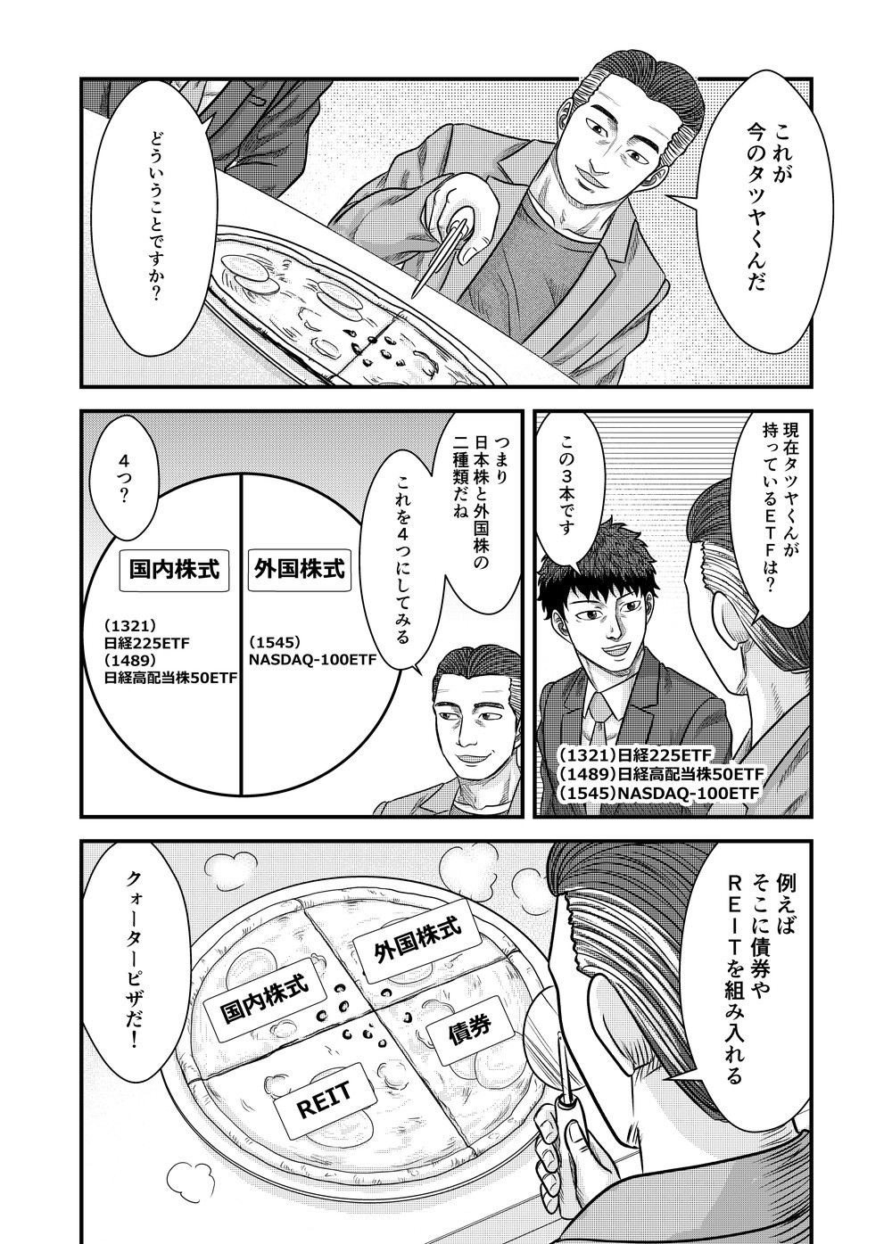ETF投資日本株と外国株の二種類だね債券やREITを組み入れる