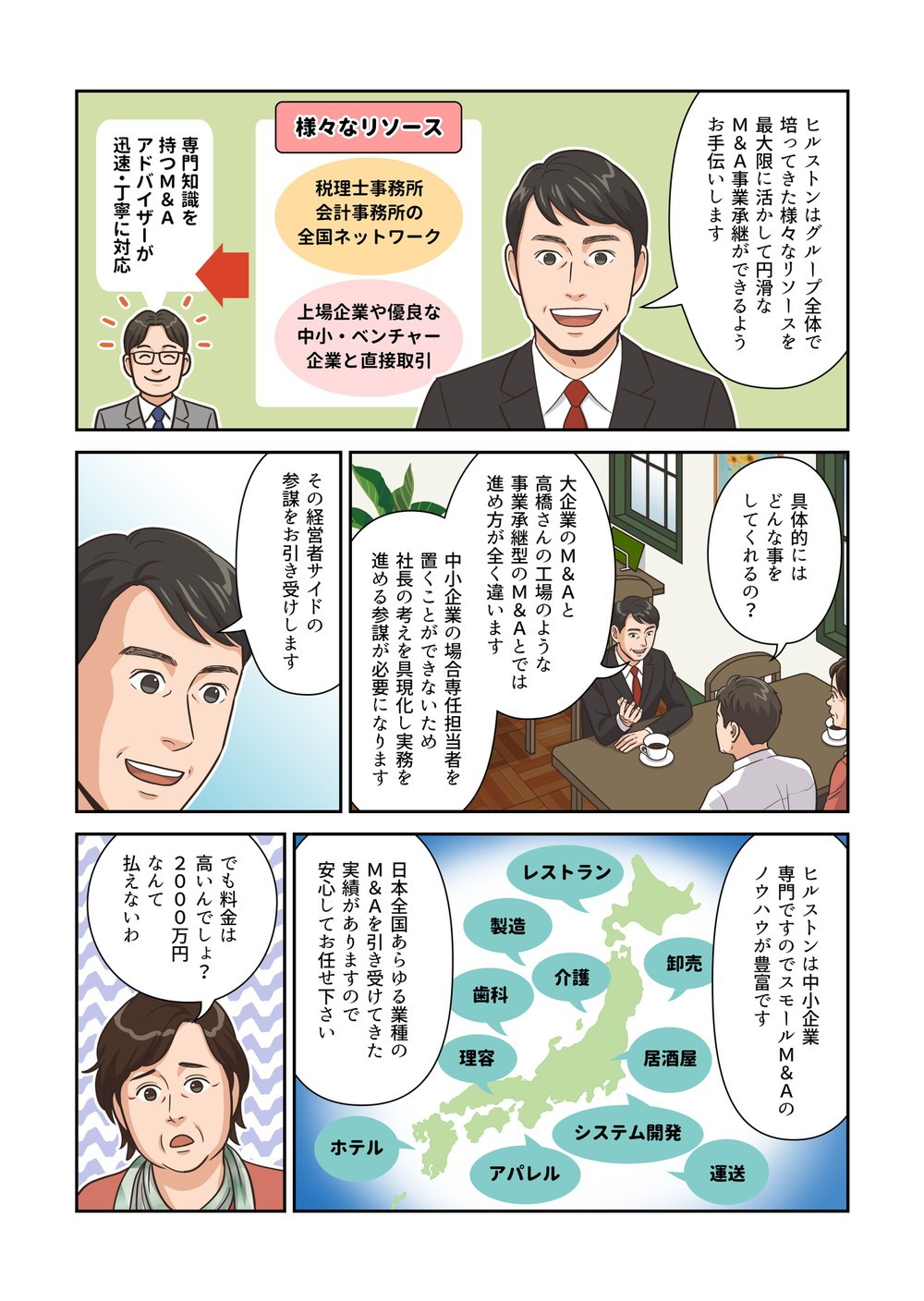 ヒルストンM&A支援サービスを訴求したWebマンガの4ページ目