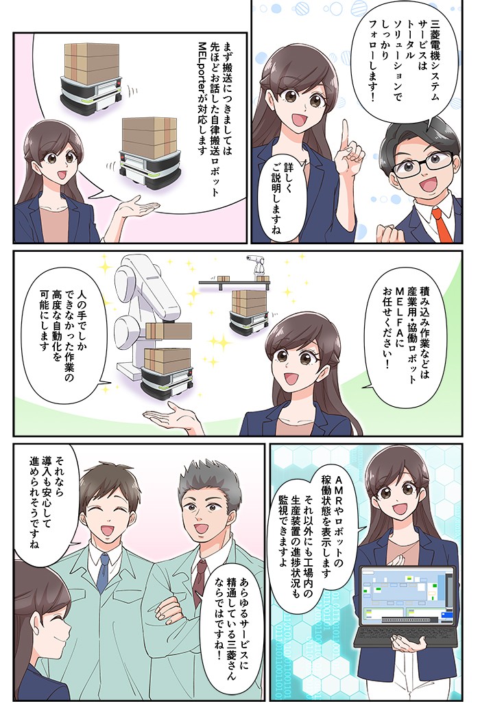 三菱電機システムサービスはトータルソリューションでしっかりフォローします。あらゆるサービスに精通している三菱さんならではですね！