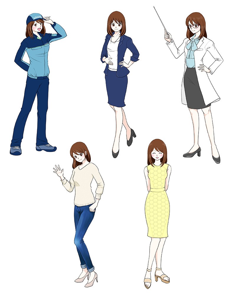 女性イラスト5パターン