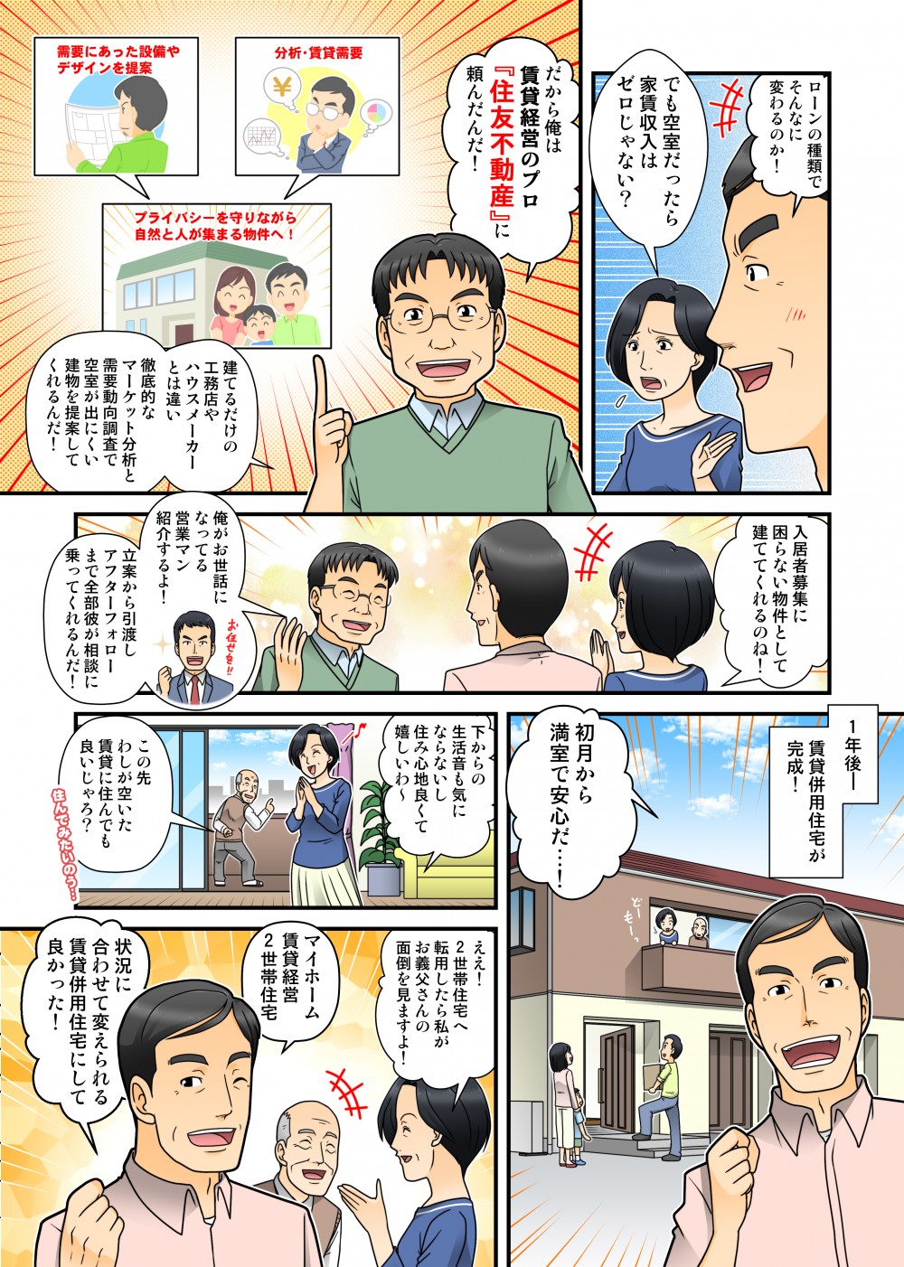 住友不動産に任せれば賃貸経営は成功できる。住友不動産に頼むと徹底的なマーケット分析と需要動向調査で空室が出にくい建物を提案してくれる。